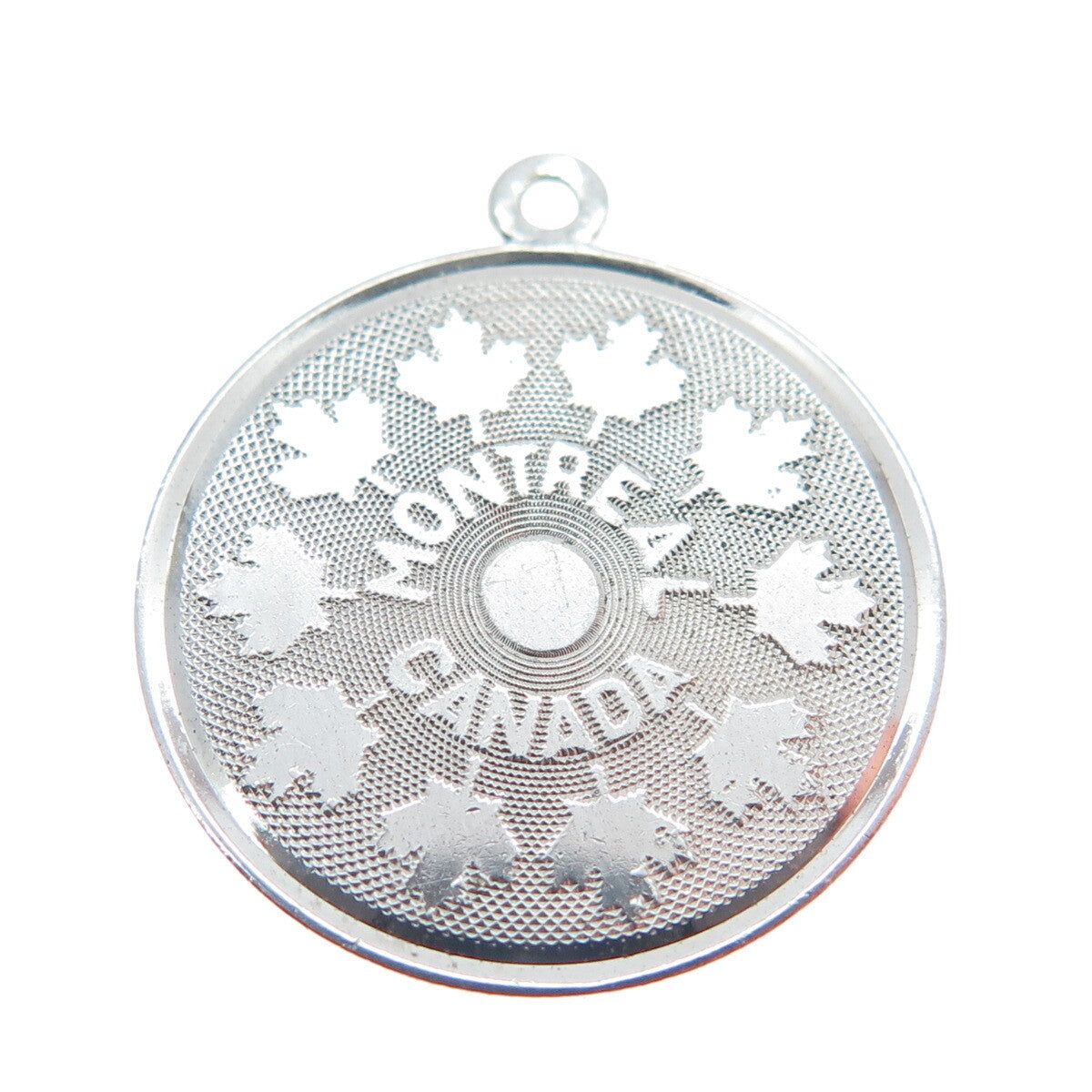 925 Sterling Silver Vintage Canada Montreal Maple Leaf Textured Pendant