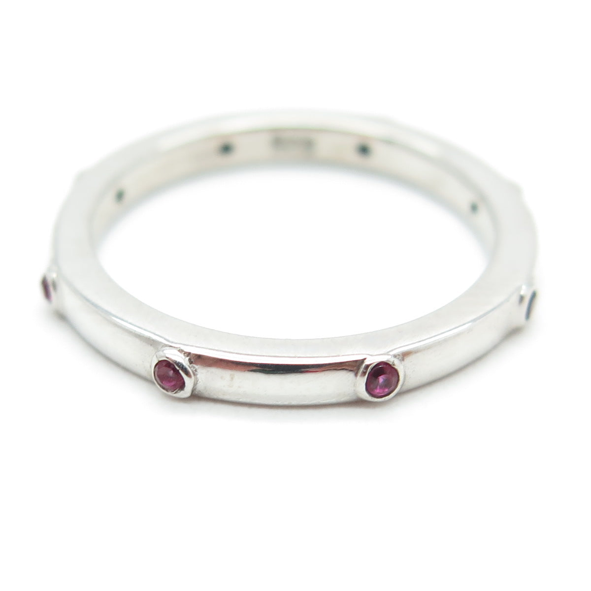 925 Sterling Silver Lab-Created Pink Sapphire Stackable Band Ring Size 5.75