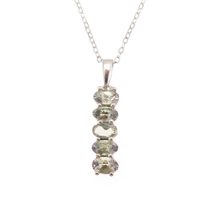 Chuck Clemency 925 Sterling Silver Real Green Amethyst Cable Chain Necklace 20"