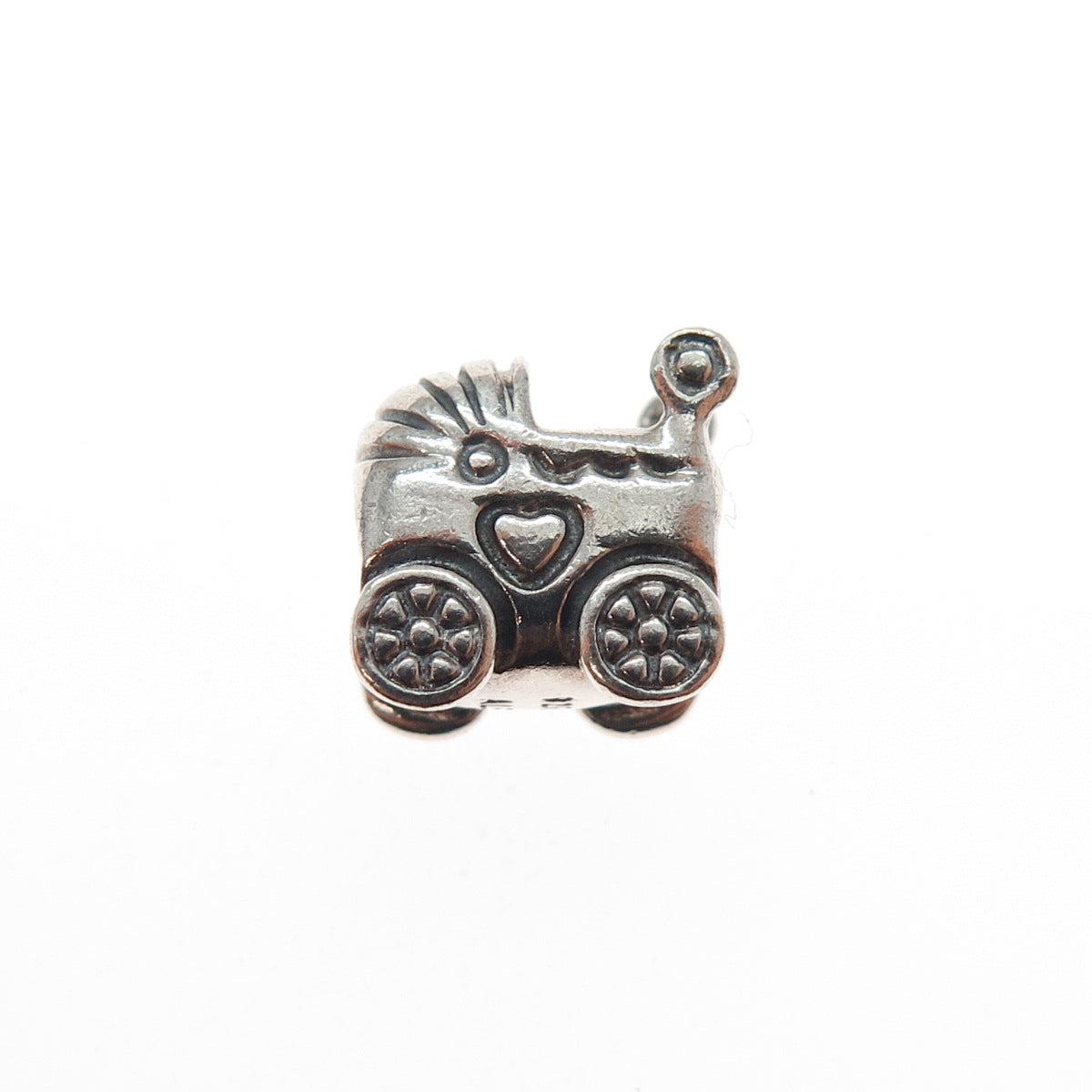 PANDORA 925 Sterling Silver Baby Carriage / Stroller Slide Bead Charm