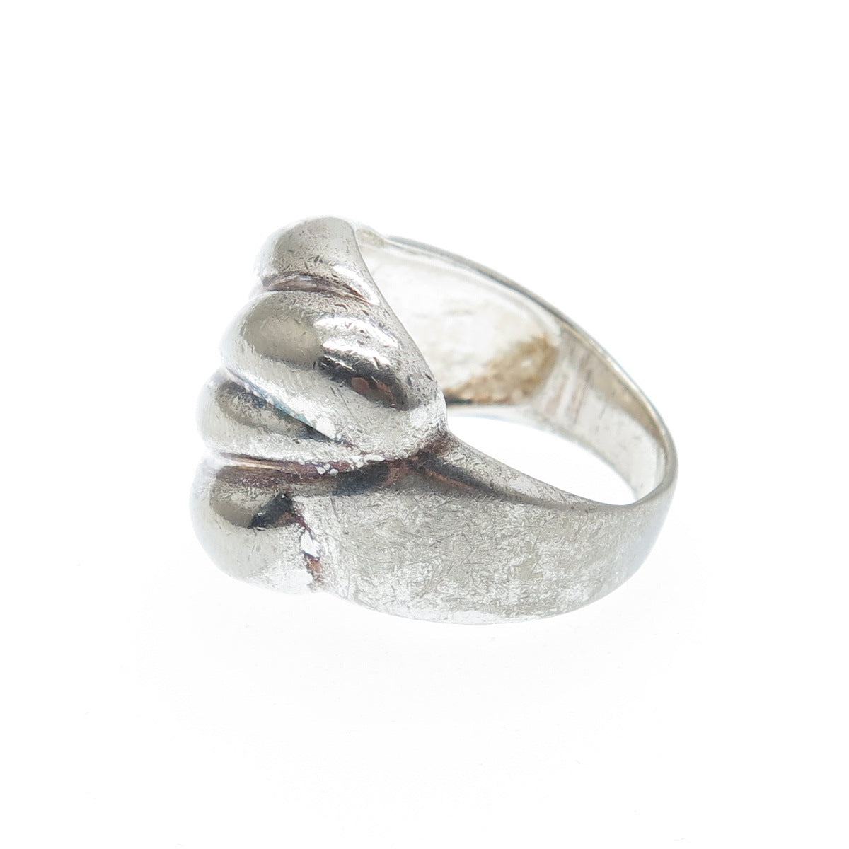 925 Sterling Silver Vintage Italy Modernist Ribbed Oxidized Ring Size 6.75