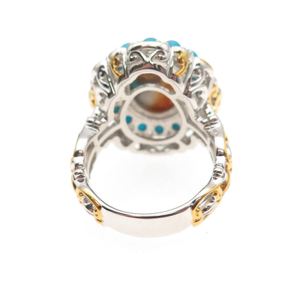 Michael Valitutti Gems En Vogue 925 Sterling Real Multi-Turquoise Ring Size 8.25