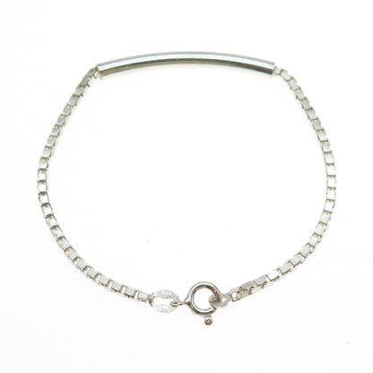 925 Sterling Silver Vintage Italy ID Bar Box Link Bracelet 6.25"