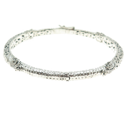 SARDA 925 Sterling Silver Vintage Signature Scroll Bangle Bracelet 8.25"
