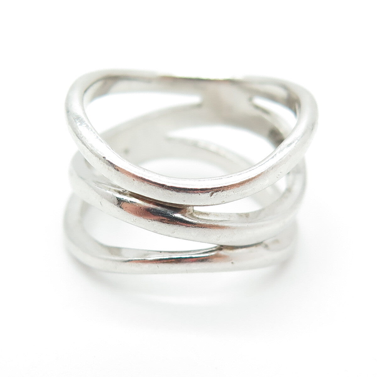 CHAPAL ZENRAY 925 Sterling Silver Vintage Wavy 3-Row Ring Size 8