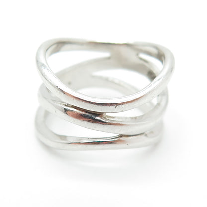 CHAPAL ZENRAY 925 Sterling Silver Vintage Wavy 3-Row Ring Size 8