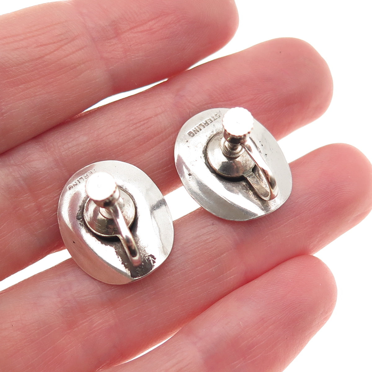 Old Pawn 925 Sterling Silver Vintage Southwestern Cowboy Hat Screw Back Earrings
