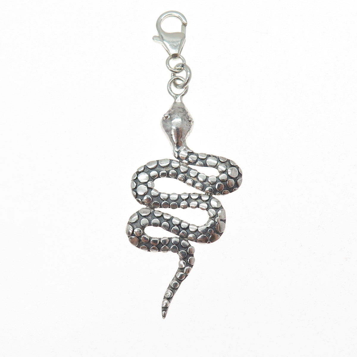 925 Sterling Silver Vintage Snake Lobster Claw Lock Pendant