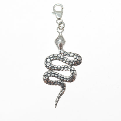925 Sterling Silver Vintage Snake Lobster Claw Lock Pendant