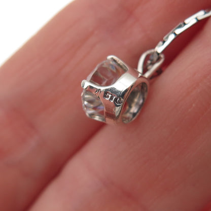 Diadema 925 Sterling Silver Vintage Round-Cut C Z Chain Necklace 16"