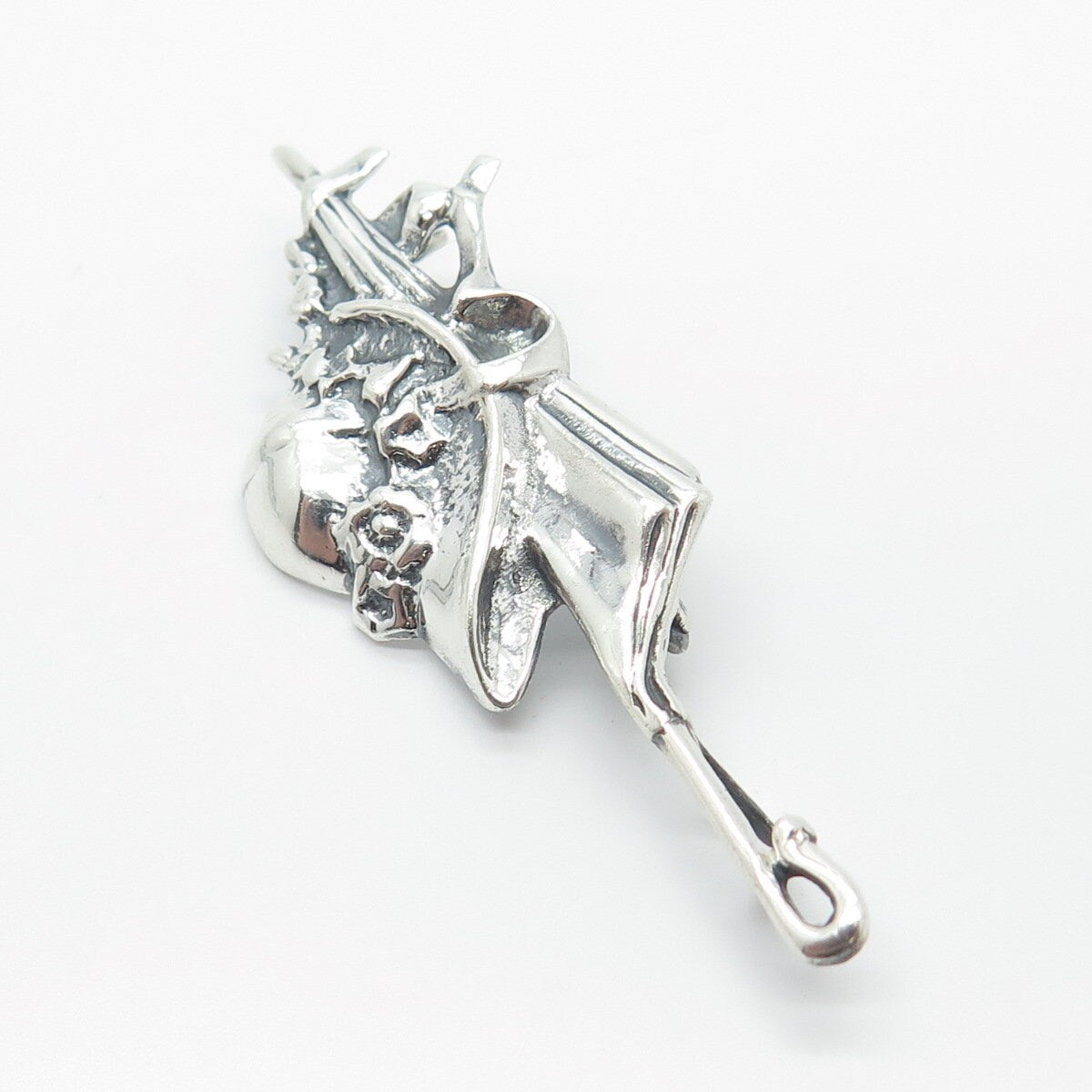 925 Sterling Silver Vintage Mary Poppins Umbrella & Hat Pin Brooch