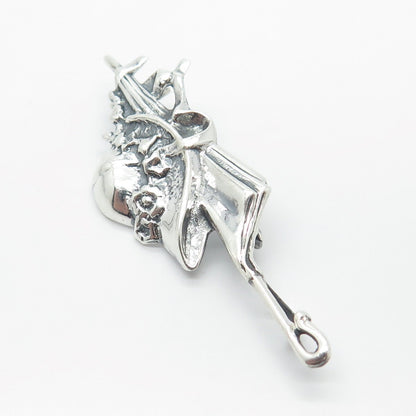925 Sterling Silver Vintage Mary Poppins Umbrella & Hat Pin Brooch