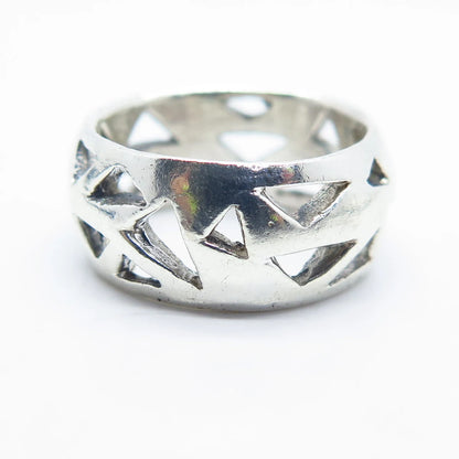 925 Sterling Silver Vintage Geometric Band Ring Size 6.75