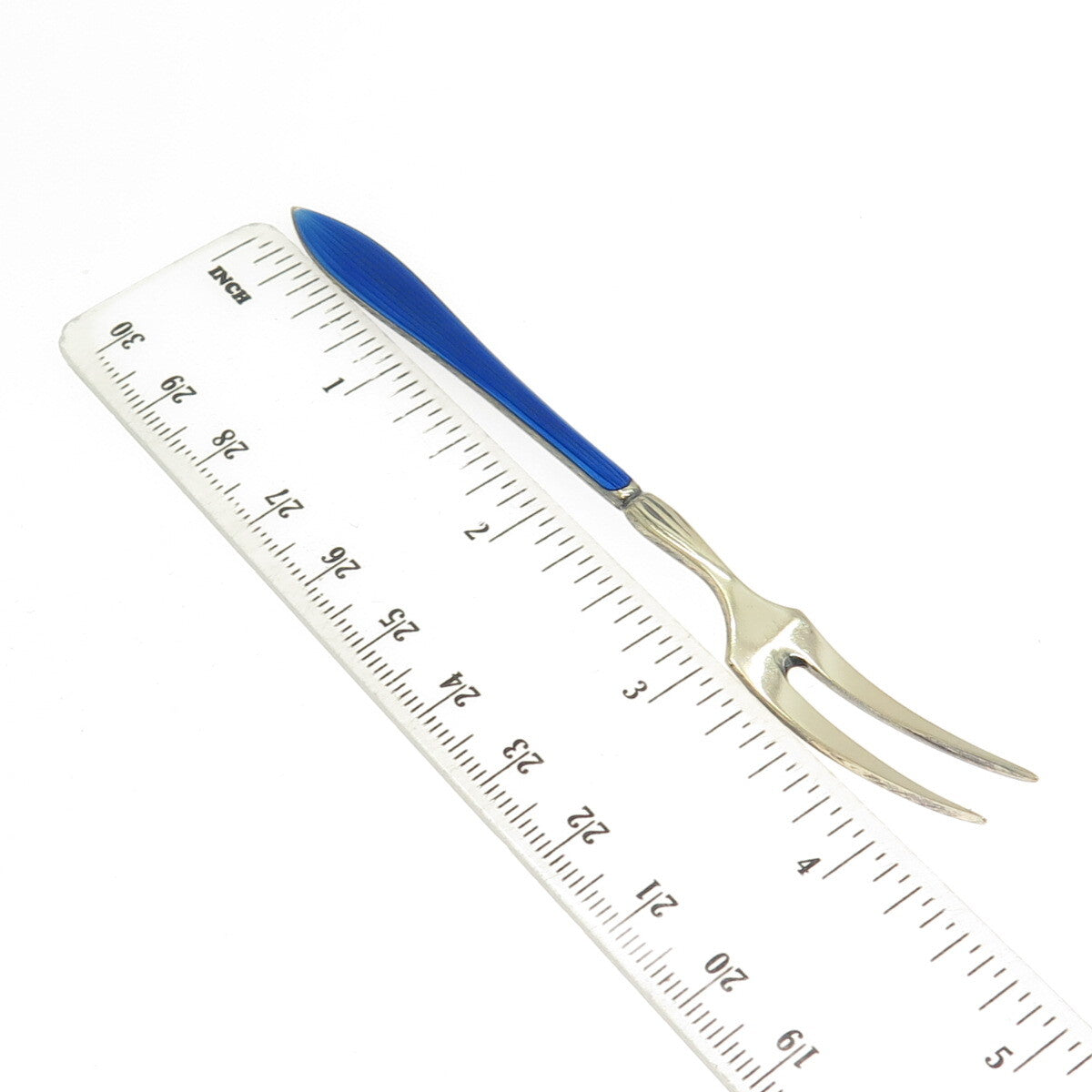 OTTAR HVAL 925S Sterling Silver Gold Plated Vintage Norway Enamel Lemon Fork
