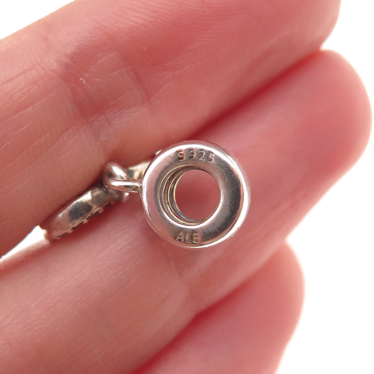 Pandora 925 Sterling Silver Gold Accent C Z Forever in My Heart Dangle Charm