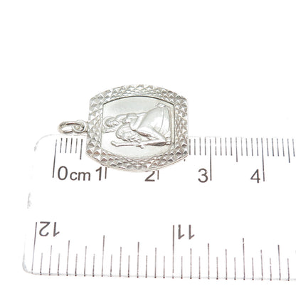 925 Sterling Silver Vintage St. Christopher Diamond-Cut Religious Charm Pendant