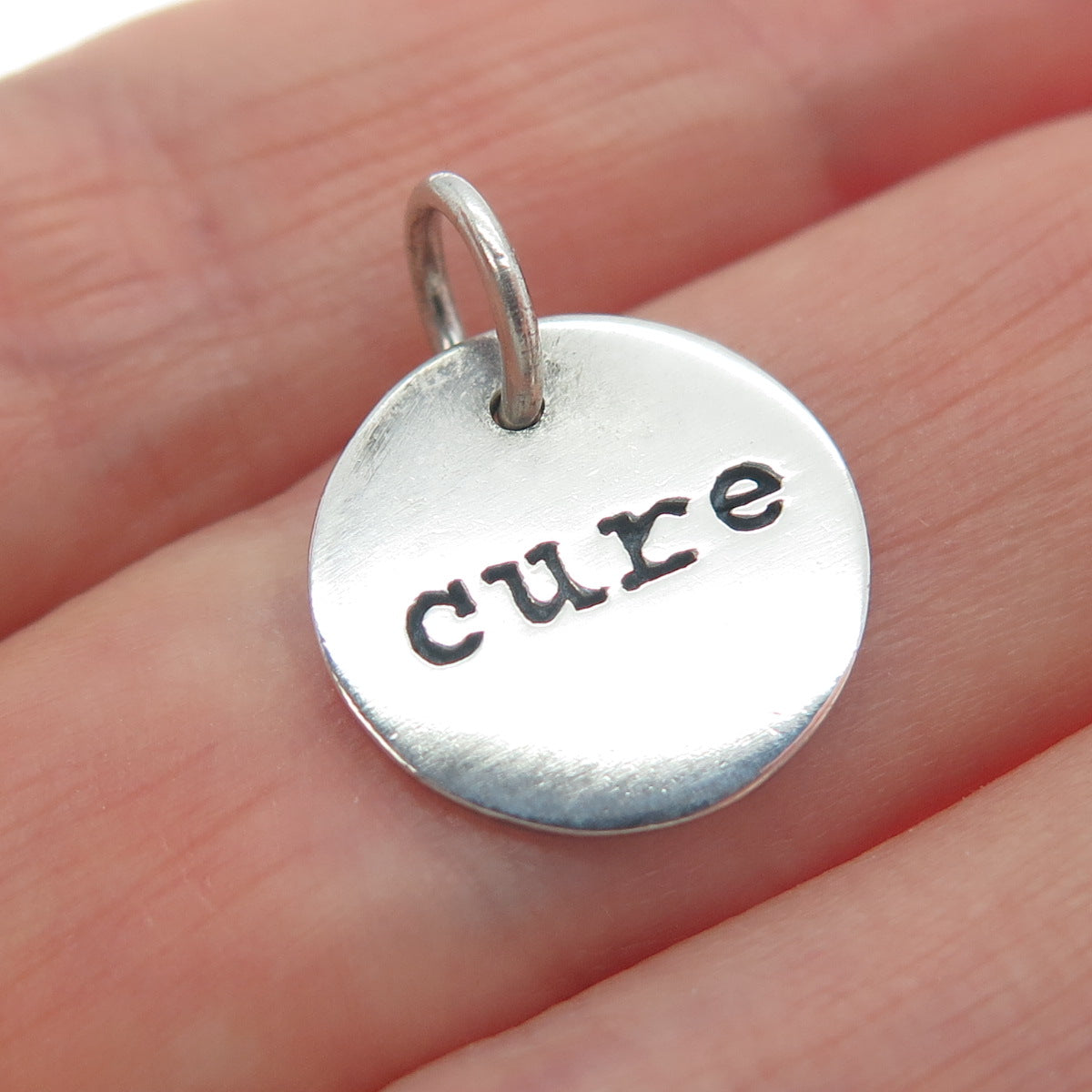 BARONI 925 Sterling Silver Vintage Cure Minimalist Round Charm Pendant