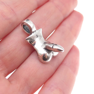 925 Sterling Silver Vintage Penis Oxidized 3D Charm Pendant