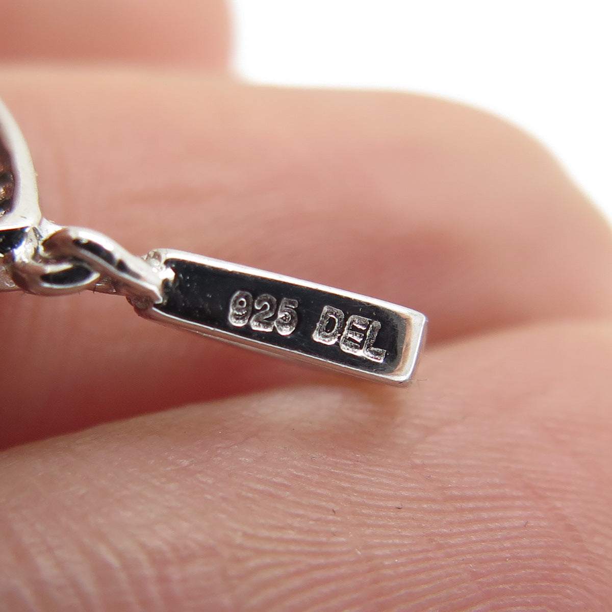 925 Sterling Silver 2-Tone Round-Cut C Z Teardrop Pendant