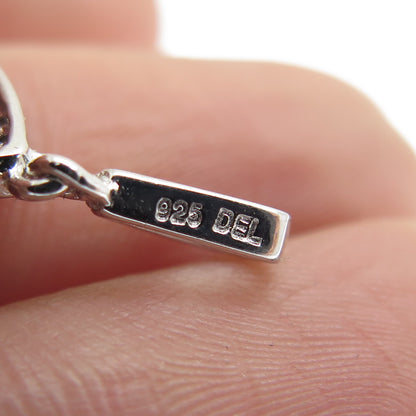 925 Sterling Silver 2-Tone Round-Cut C Z Teardrop Pendant