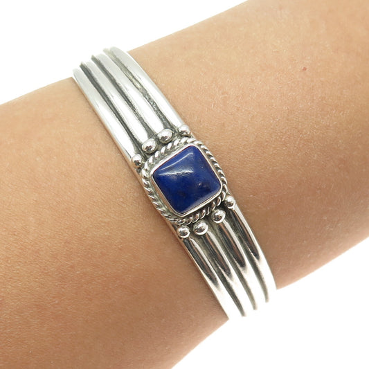 RAYMOND CORIZ KEWA Old Pawn 925 Sterling Silver Lapis Adjustable Bracelet 6.5"