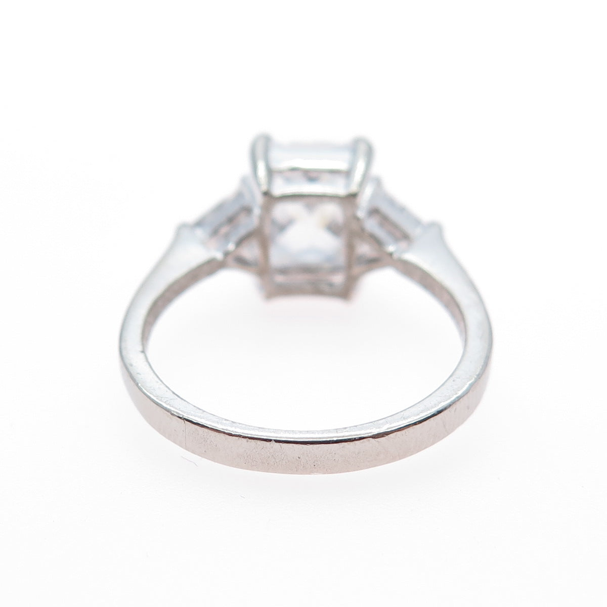 925 Sterling Silver Radiant & Triangle-Cut C Z Engagement Ring Size 7