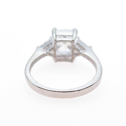 925 Sterling Silver Radiant & Triangle-Cut C Z Engagement Ring Size 7