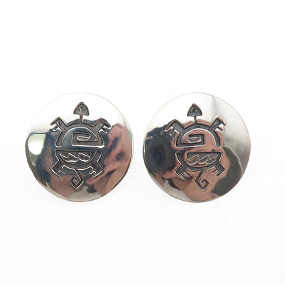 Ted Wadsworth Hopi Old Pawn 925 Sterling Silver Vintage Turtle Tribal Earrings