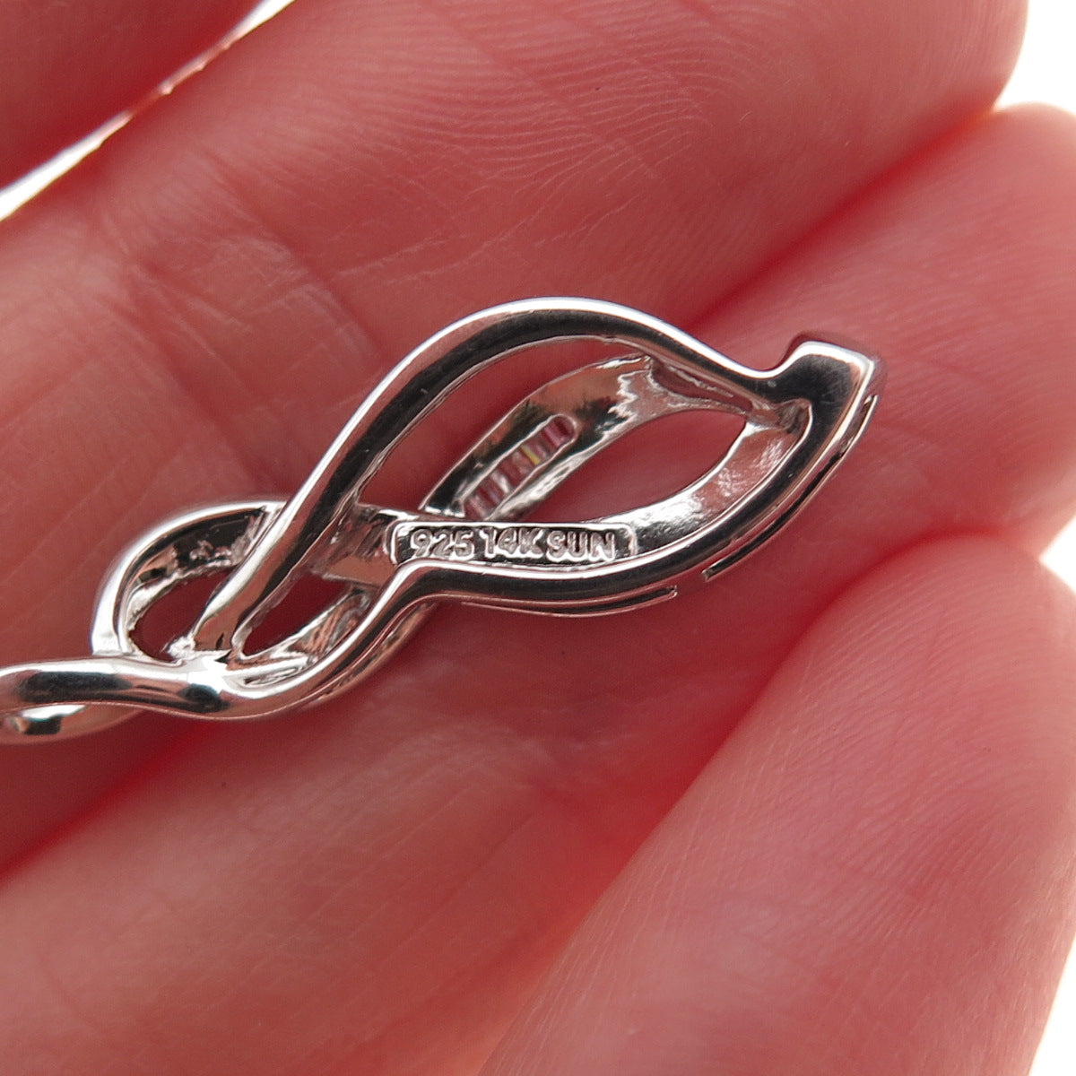 Sun 925 Sterling Silver 14K Gold Real Diamond Infinity Charm Pendant