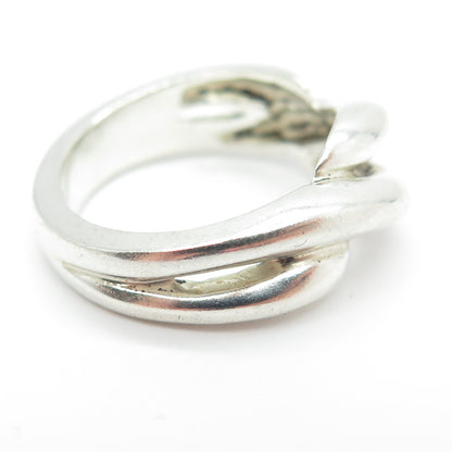 925 Sterling Silver Vintage Ribbed Ring Size 6.25