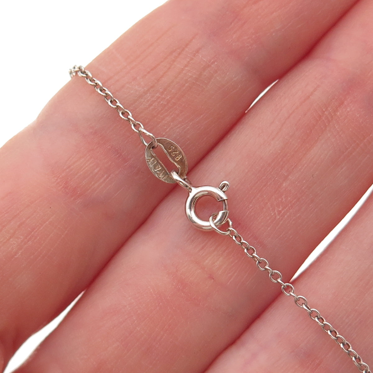 925 Sterling Silver Vintage Poland Real Amber Modernist Cable Chain Necklace 18"