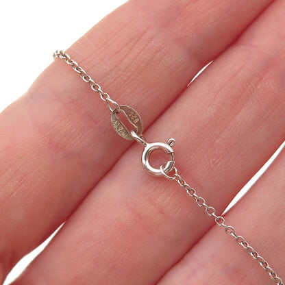 925 Sterling Silver Vintage Poland Real Amber Modernist Cable Chain Necklace 18"