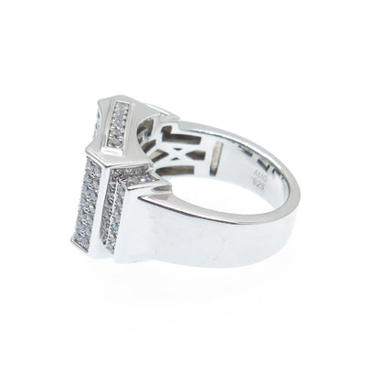 925 Sterling Silver Round-Cut Shaped C Z Sparkle Shied Ring Size 10.25