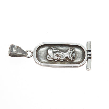 800 Silver Vintage Egyptian Pharaoh Cartouche Oxidized Charm Pendant