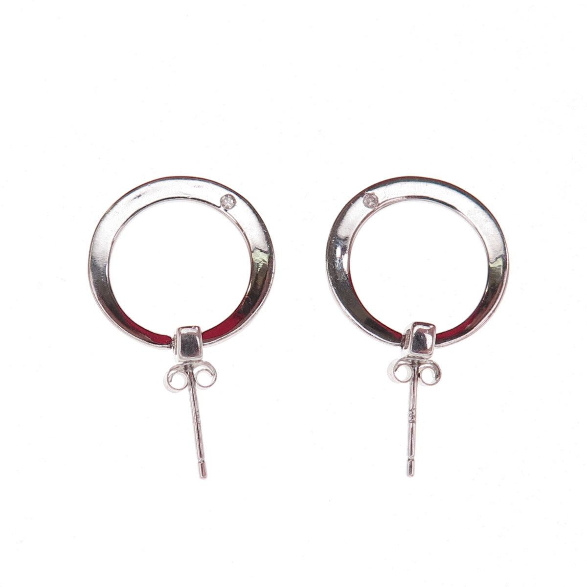 925 Sterling Silver Real Round-Cut Diamond Circle Earrings