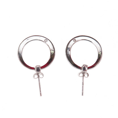 925 Sterling Silver Real Round-Cut Diamond Circle Earrings