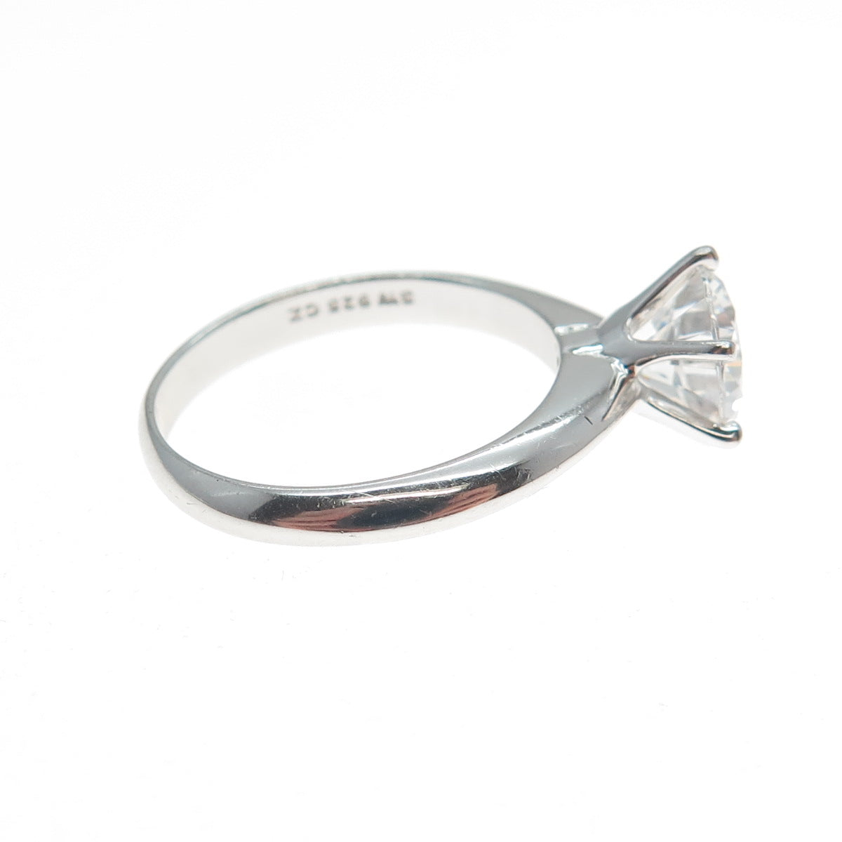 925 Sterling Silver Round-Cut C Z Engagement Ring Size 7.25