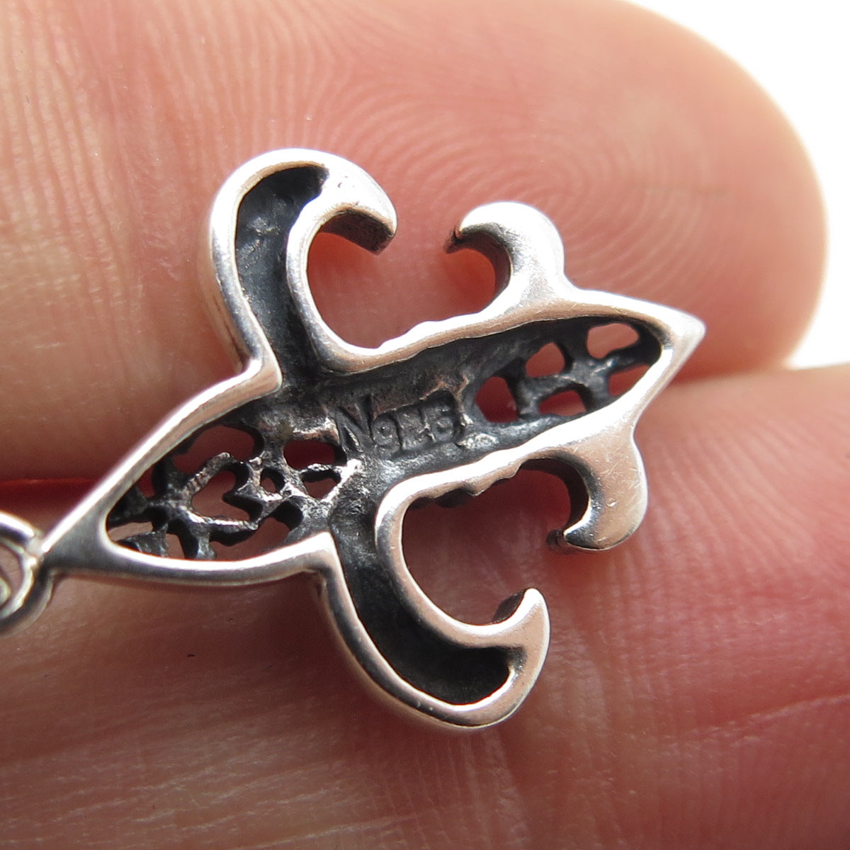 925 Sterling Silver Vintage Fleur-de-Lis Pendant