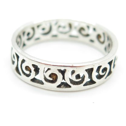 925 Sterling Silver Vintage Spiral All Around Band Ring Size 8.75