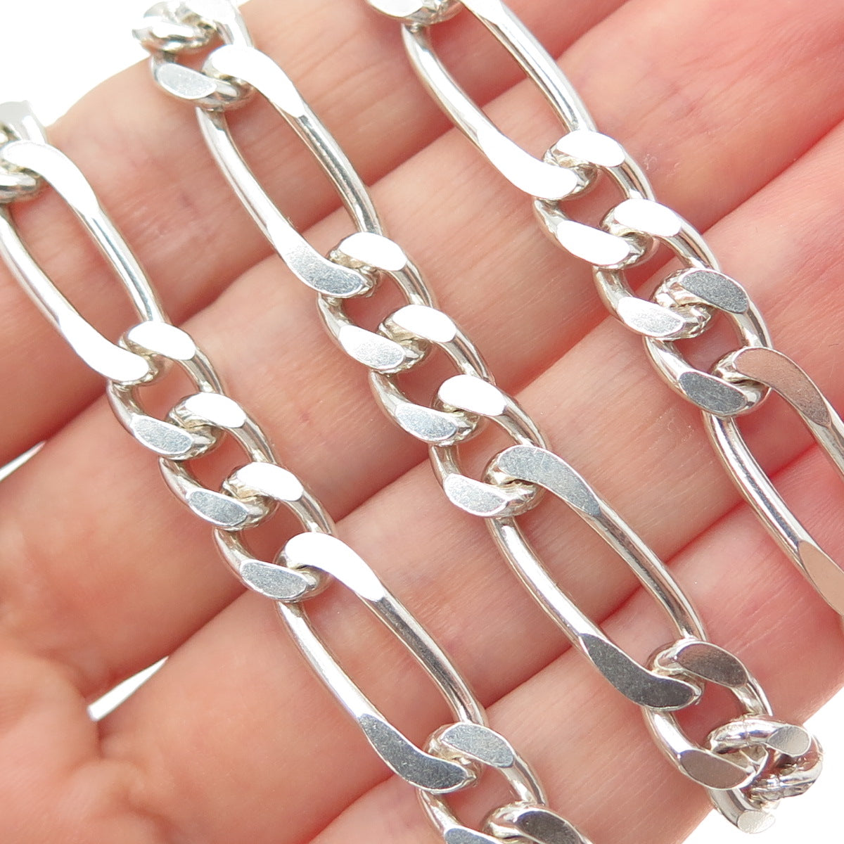 925 Sterling Silver Vintage Italy Figaro Chain Necklace 20"