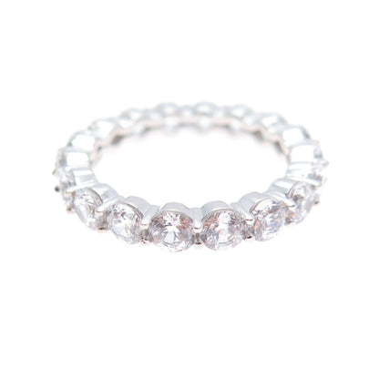 925 Sterling Silver NVDR Round-Cut C Z Eternity Band Ring Size 6