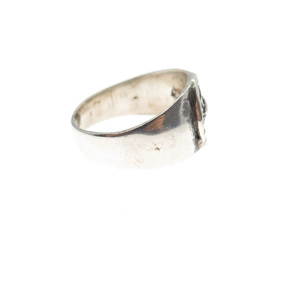 925 Sterling Silver Vintage Cancer Zodiac Sign Oxidized Signet Ring Size 4