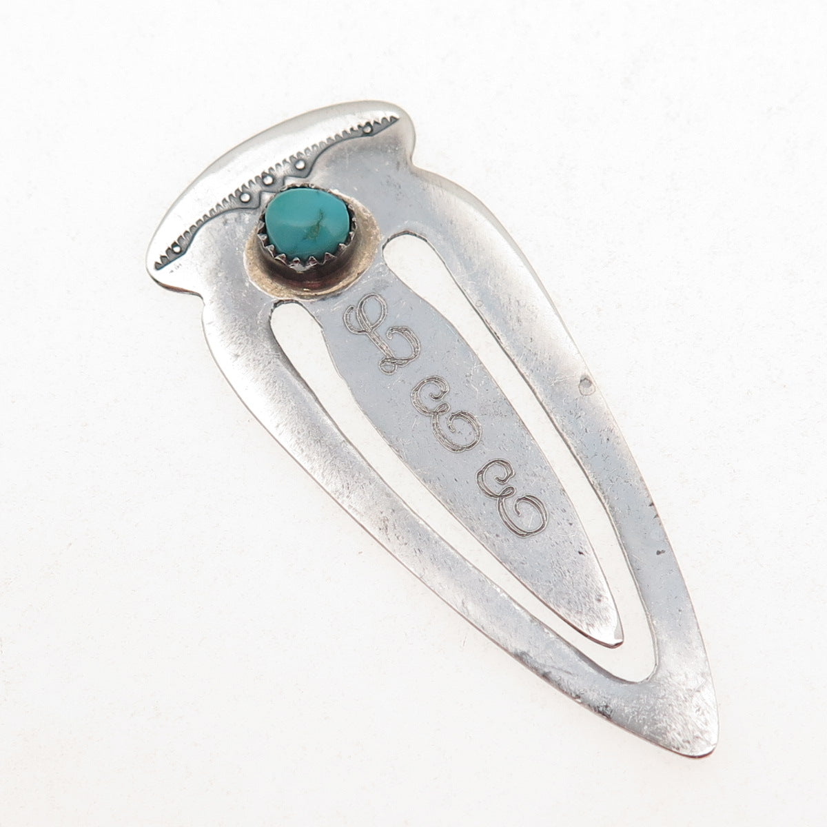 Old Pawn Sterling Silver Vintage Southwestern Turquoise LEE Monogram Bookmark