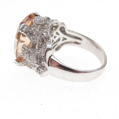 Joseph Esposito 925 Sterling Silver Champagne & White C Z Ring Size 7