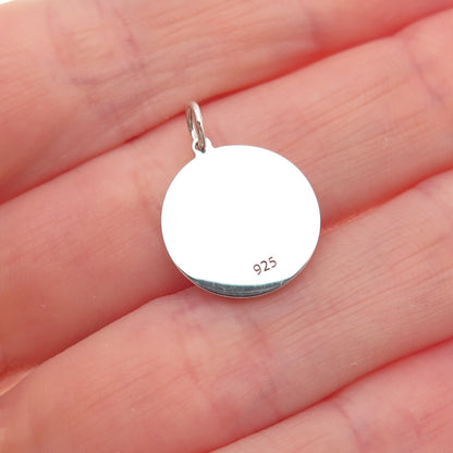 925 Sterling Silver Mustard Enamel Egyptian Ankh Round Tag Mini Charm Pendant