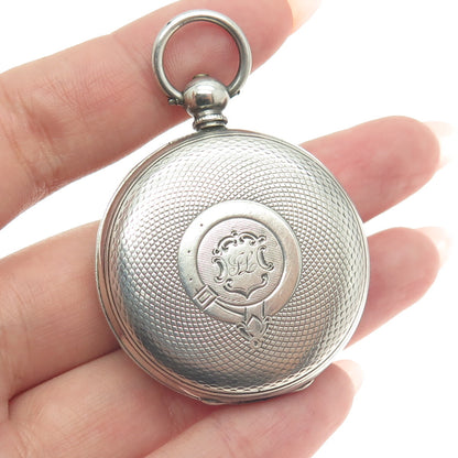 MARREY GENEVE Antique Sterling Silver Engraved Mechanical Pocket Watch #3580