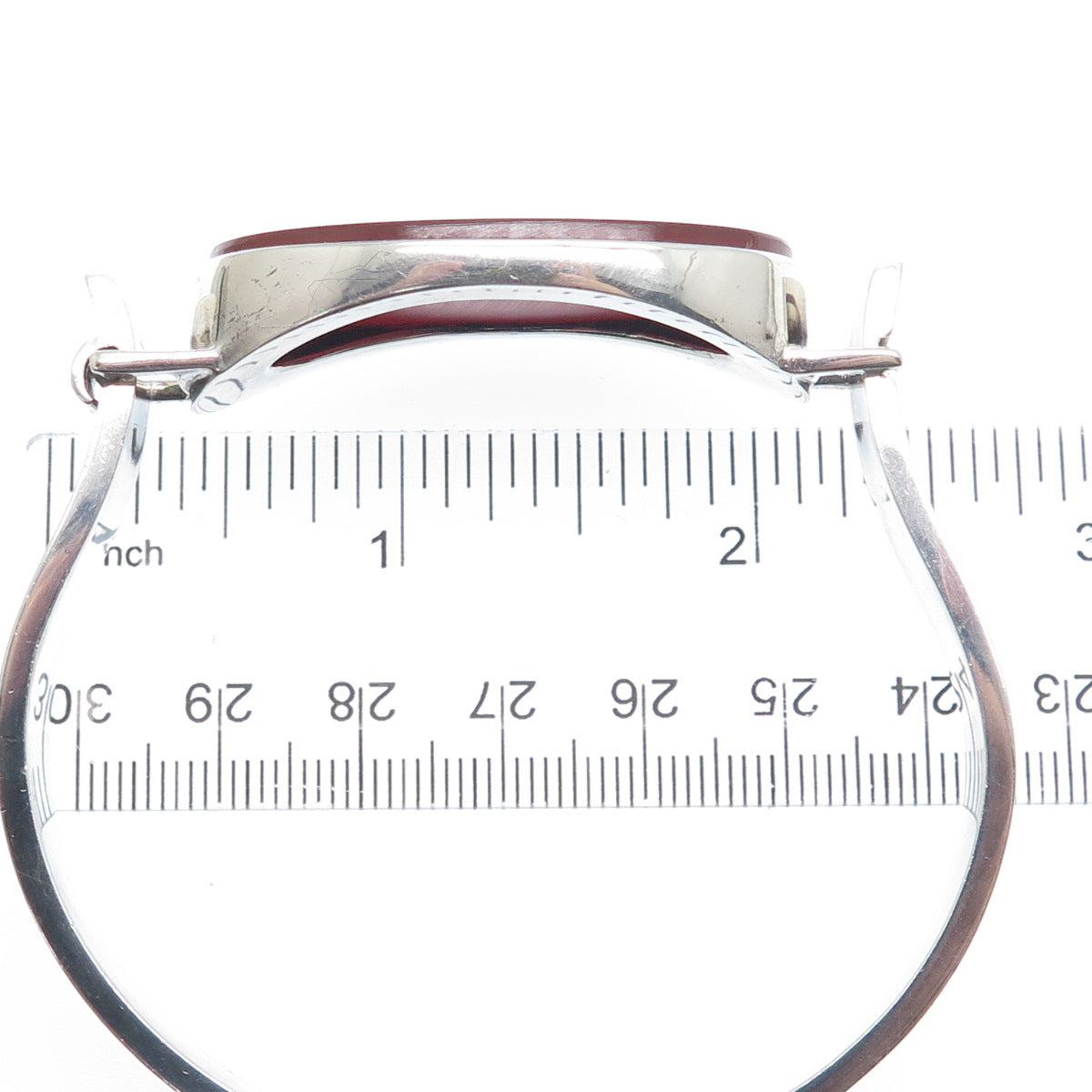 JOACHIM S’PALIU Sterling Silver Vintage Spain Carnelian Bangle Bracelet 7.75"