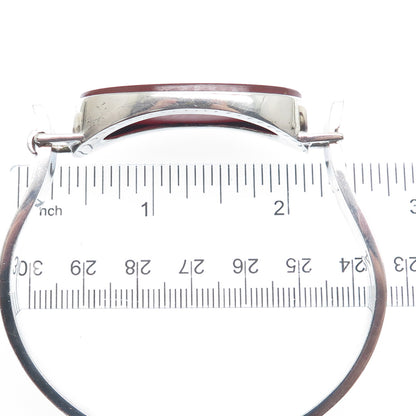 JOACHIM S’PALIU Sterling Silver Vintage Spain Carnelian Bangle Bracelet 7.75"