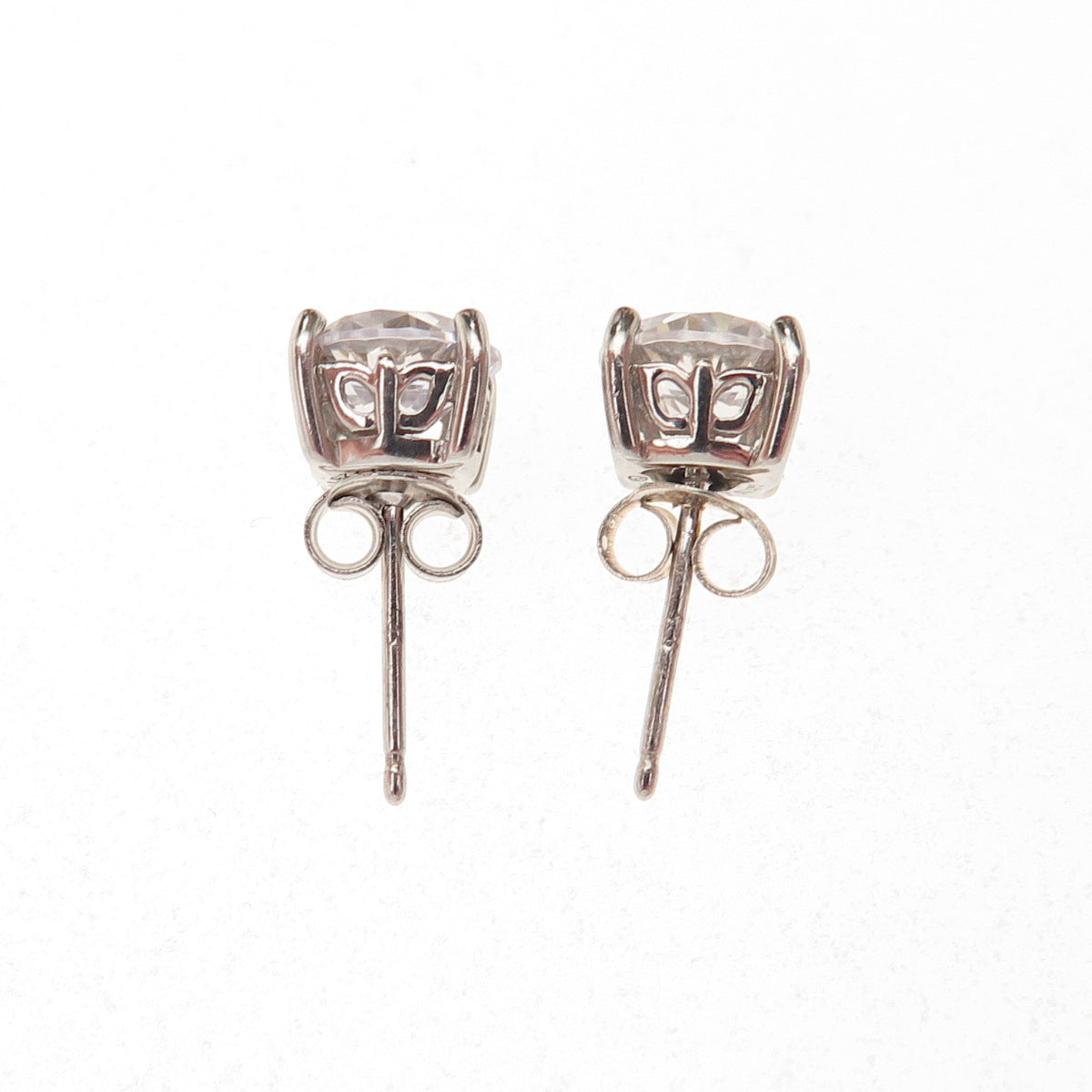 925 Sterling Silver Round-Cut C Z Stud Earrings