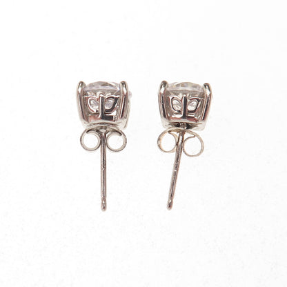 925 Sterling Silver Round-Cut C Z Stud Earrings